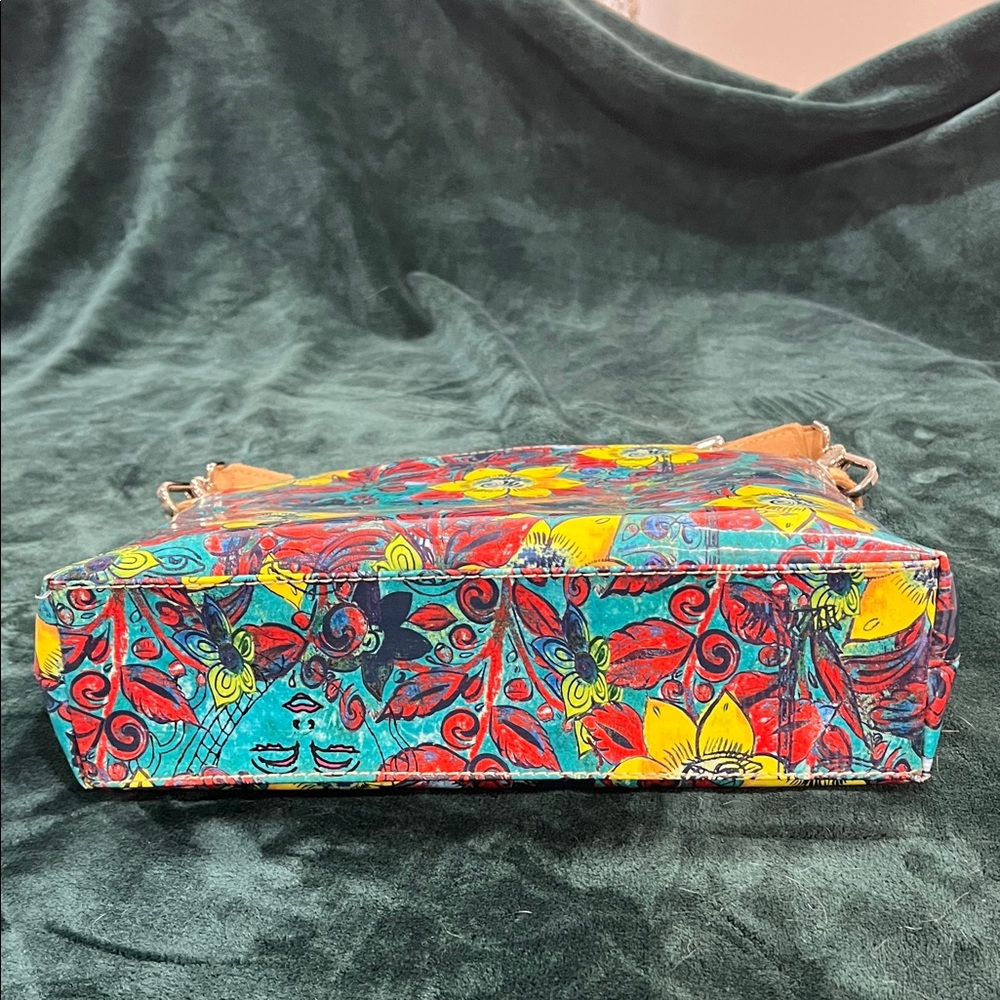 Consuela Teal Floral Crossbody with Yellow & Red Accents - Picture 3 of 10